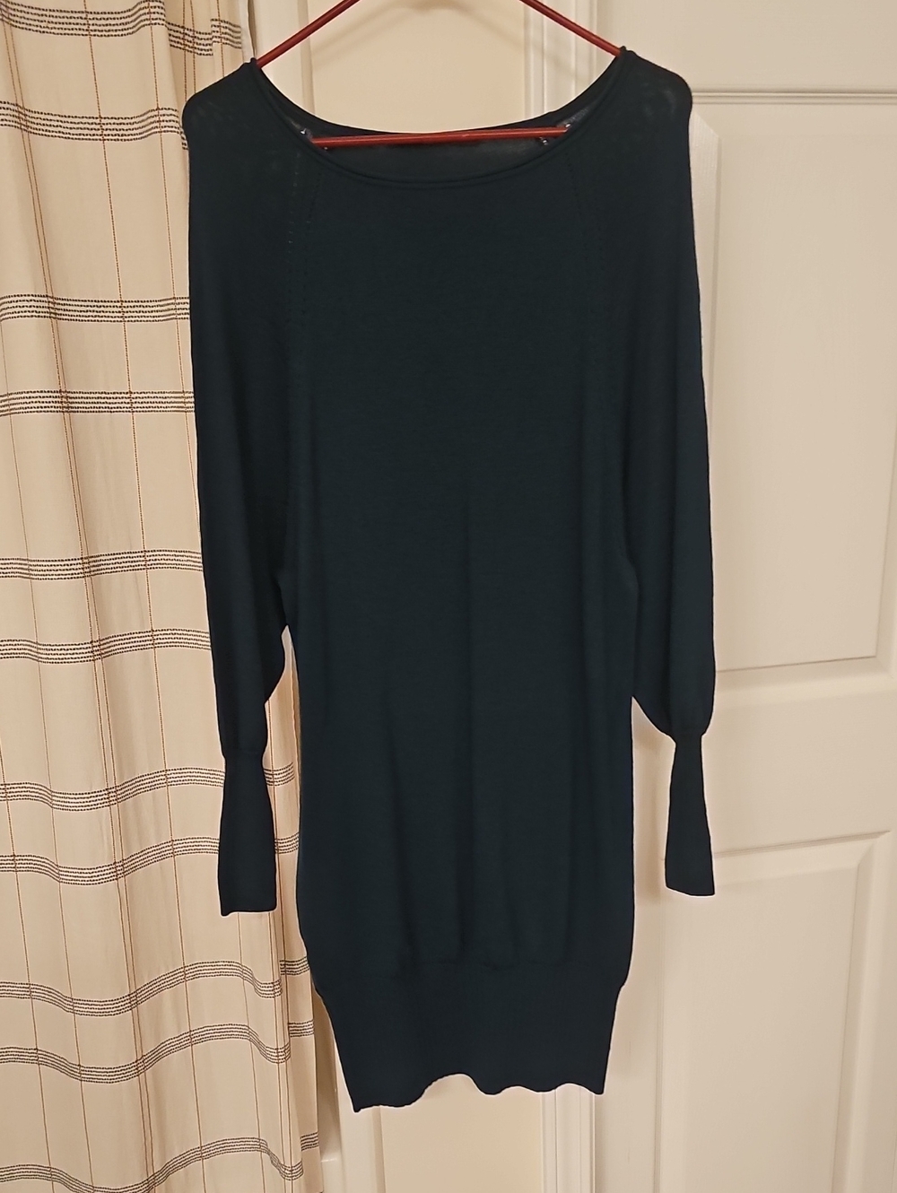 Comptoir Des Cotonniers Dark Green Scoop Neck Long Sleeve Sweater